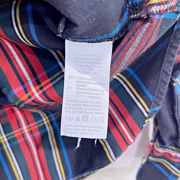 J CREW Slim Stretch Perfect Shirt Black Stewart Plaid Button Down Work Womens 2 - Picture 6 of 7